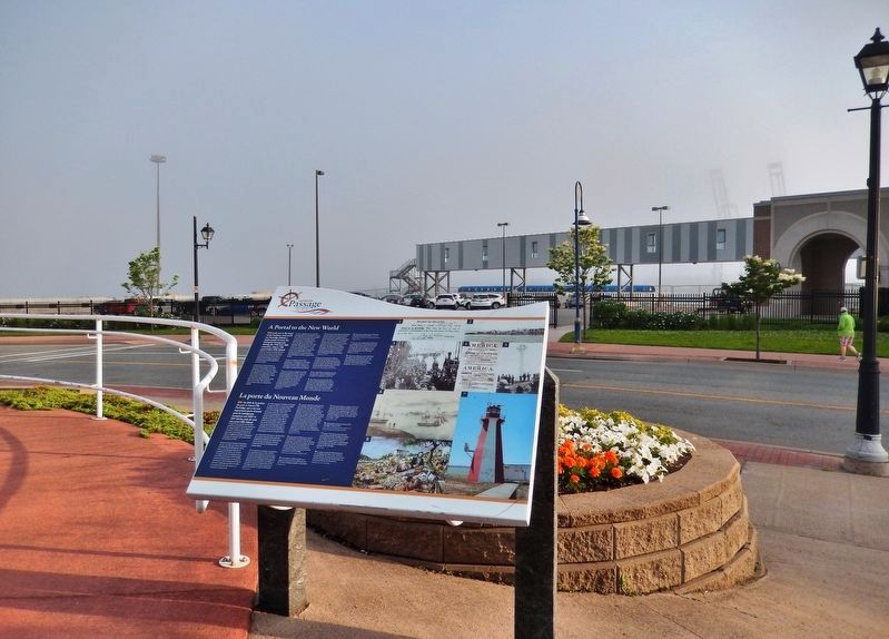 A Portal to the New World Marker  <i>wide view<br>(Diamond Jubilee Terminal in background)</i> image. Click for full size.