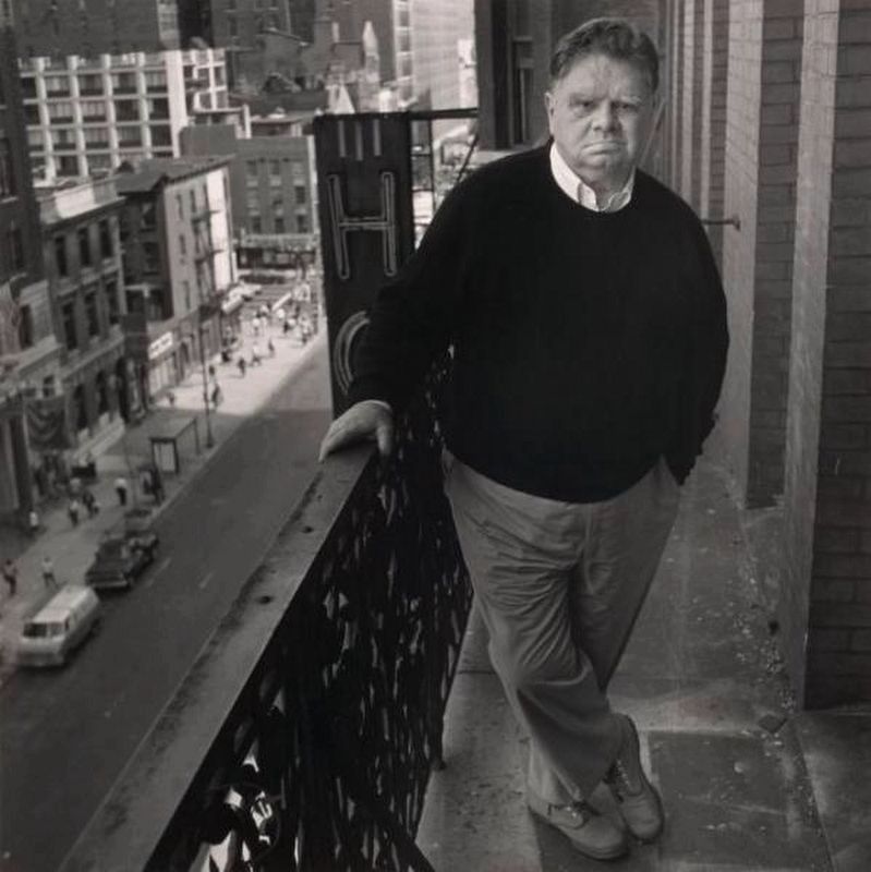 James Schuyler on a Hotel Chelsesa balcony image. Click for full size.