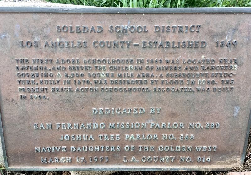 Soledad School District Marker image. Click for full size.