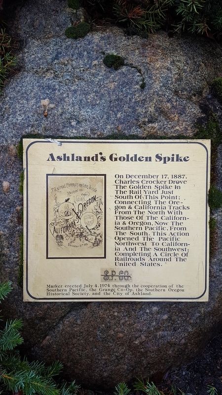 Ashland’s Golden Spike Marker image. Click for full size.