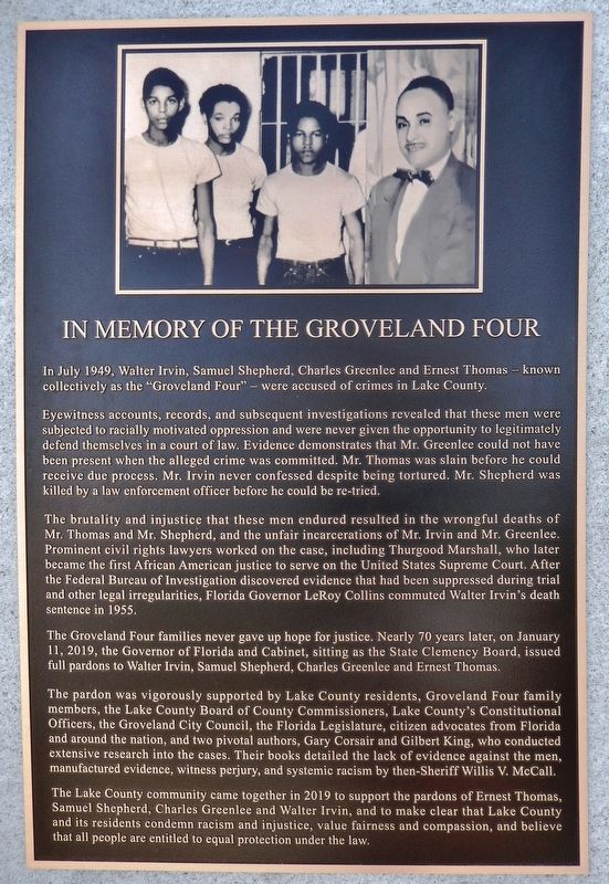 In Memory of the Groveland Four Marker image. Click for full size.