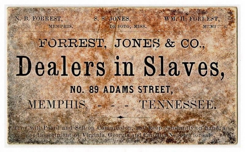Business card advertising Forrest, Jones & Co. as "Dealers in Slaves" image. Click for full size.