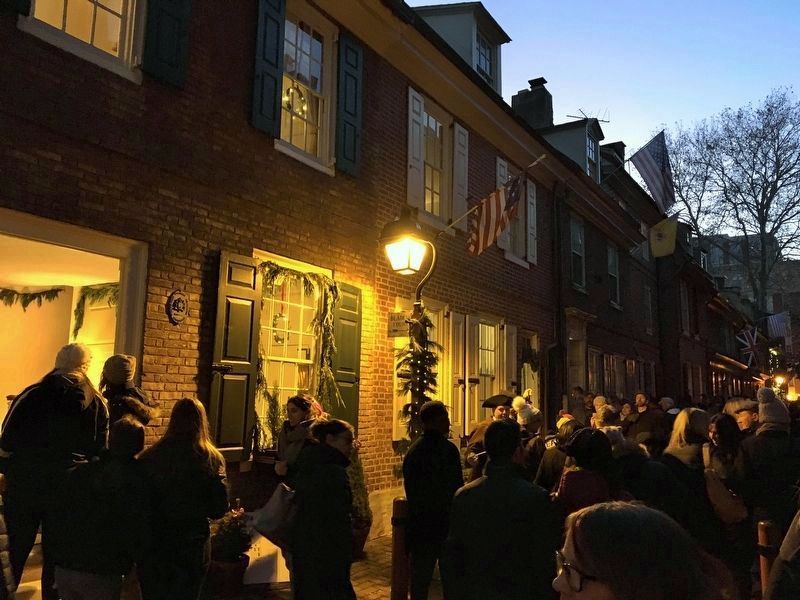 Elfreth's Alley during 2019 "Deck the Alley" Christmastime event image. Click for full size.