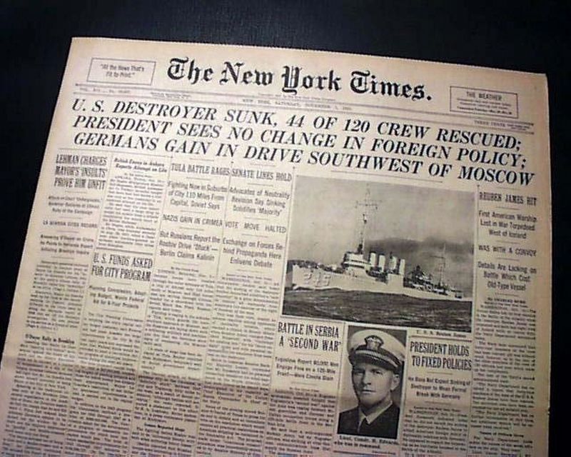 New York Times, November 1, 1941. Click for full size. New York Times, November 1, 1941 image. Click for full size.