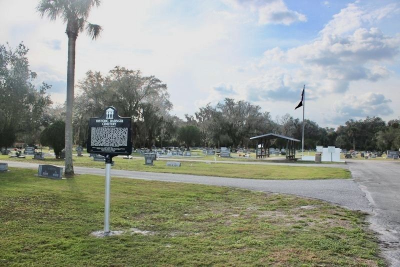 Historic Basinger Cemetery Marker looking west toward entrance image. Click for full size.