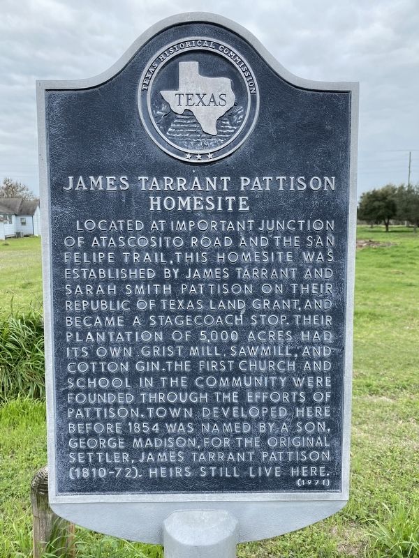 James Tarrant Pattison Homesite Marker. Click for full size. James Tarrant Pattison Homesite Marker image. Click for full size.