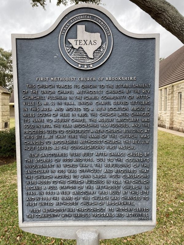 First Methodist Church of Brookshire Marker. Click for full size. First Methodist Church of Brookshire Marker image. Click for full size.