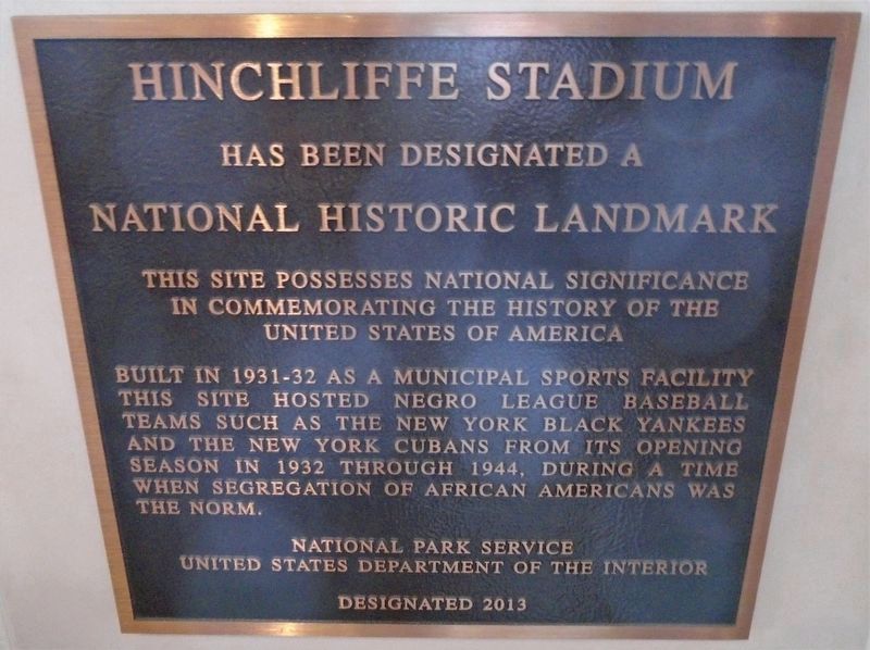 Hinchliffe Stadium NHL Marker image. Click for full size.