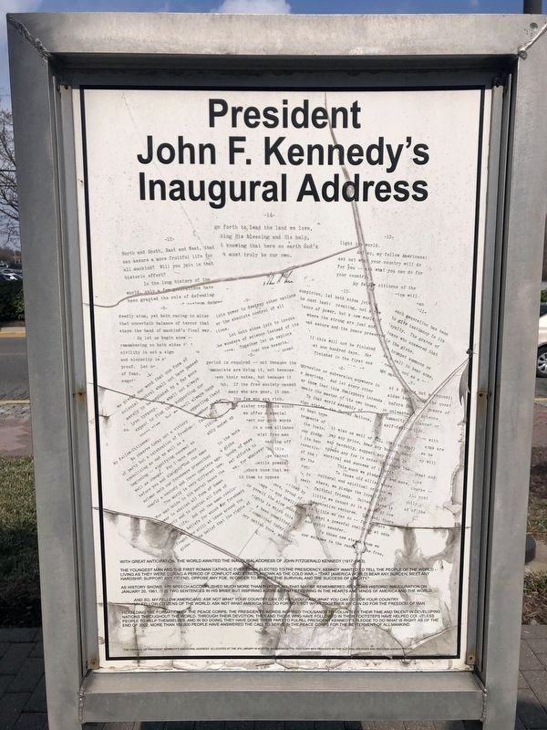 President John F. Kennedy's Inaugural Address side of the marker image. Click for full size.