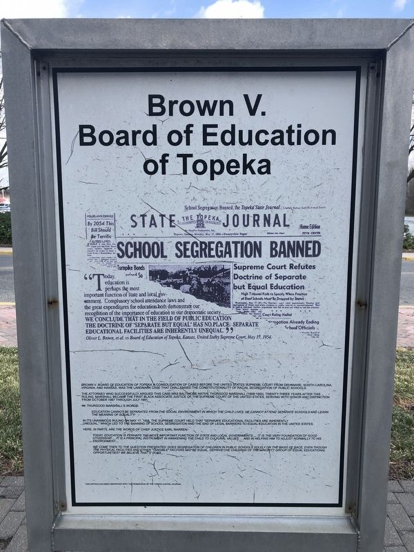Brown V. Board of Education of Topeka side of the marker image. Click for full size.