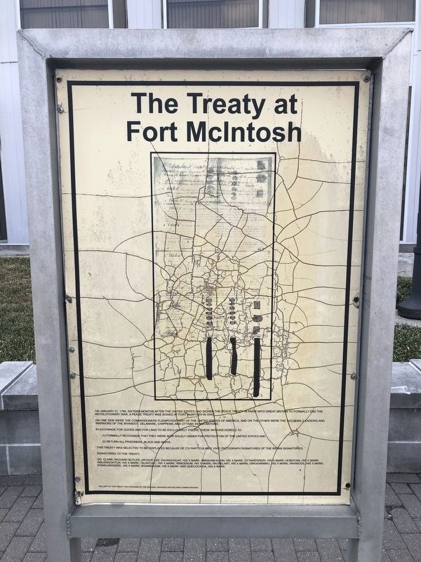The Treaty at Fort McIntosh side of the marker image. Click for full size.