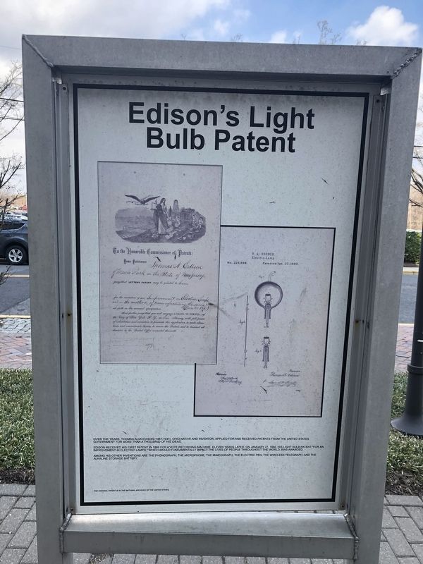 Edison's Light Bulb Patent side of the marker image. Click for full size.