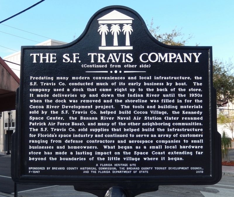 The S. F. Travis Company Marker (<i>side 2</i>) image. Click for full size.