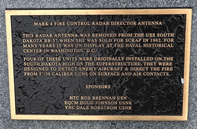 Mark 4 Fire Control Radar Director Antenna Marker image. Click for full size.