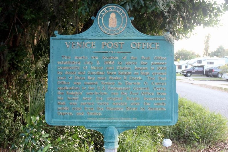 Venice Post Office Marker Side 1 image. Click for full size.