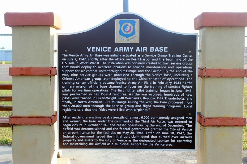 Venice Army Air Base Marker image. Click for full size.