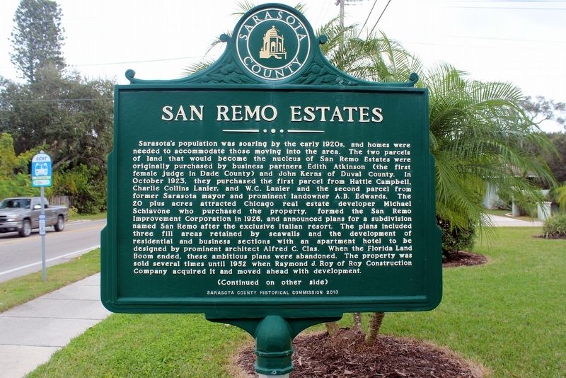 San Remo Estates Marker Side 1 image. Click for full size.