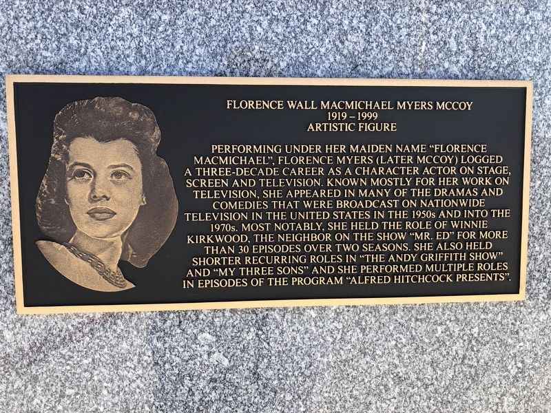 Florence Wall MacMichael Myers McCoy Marker. Click for full size. Florence Wall MacMichael Myers McCoy Marker image. Click for full size.
