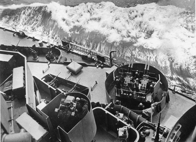 Part of South Dakota's light anti-aircraft armament, including a 40 mm quad mount.. Click for full size. Part of South Dakota's light anti-aircraft armament, including a 40 mm quad mount. image. Click for full size.