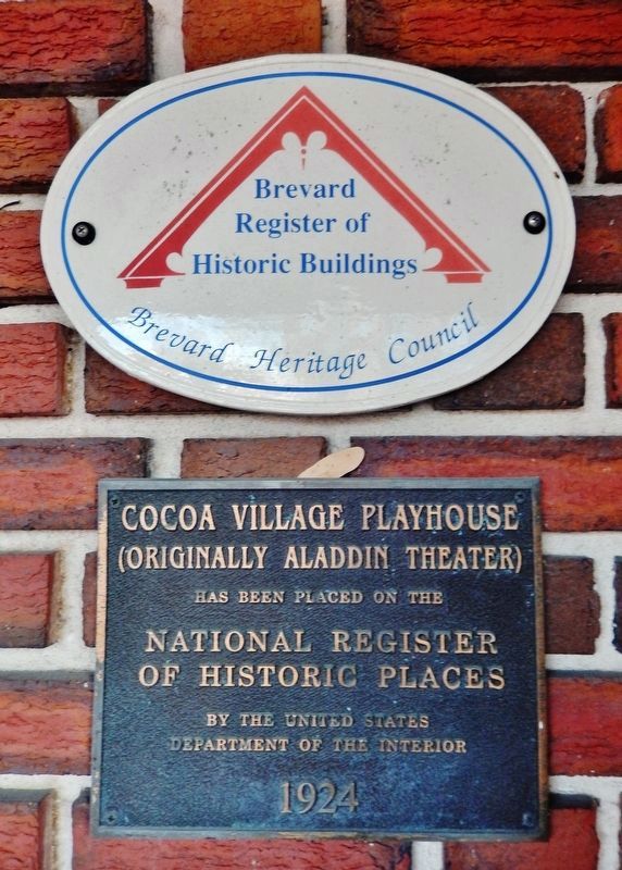 Cocoa Village Playhouse Marker<br>(<i>tall view</i>) image. Click for full size.