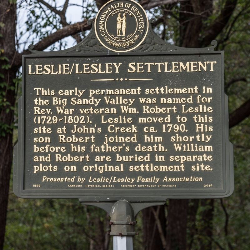 Leslie / Lesley Settlement Marker image. Click for full size.