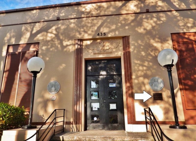 Historic Cocoa Post Office Marker <i>wide view<br>(marker visible just right of entrance)</i>. Click for full size. Historic Cocoa Post Office Marker <i>wide view<br>(marker visible just right of entrance)</i> image. Click for full size.