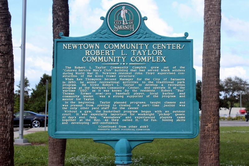 Newtown Community Center/Robert L. Taylor Community Complex Marker Side 1 image. Click for full size.