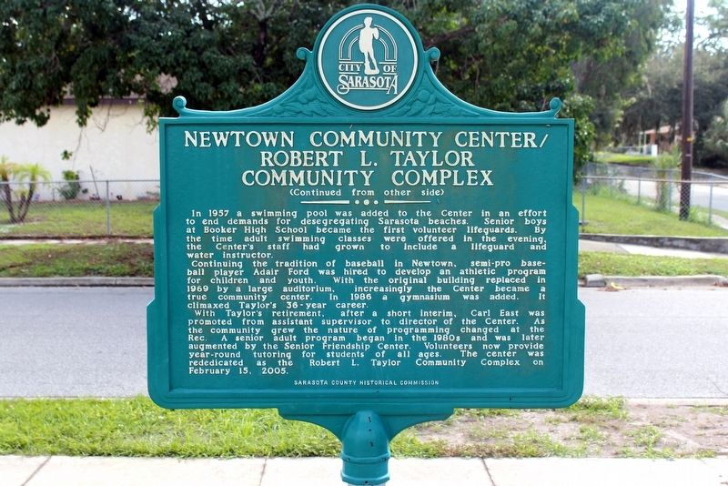 Newtown Community Center/Robert L. Taylor Community Complex Marker Side 2 image. Click for full size.