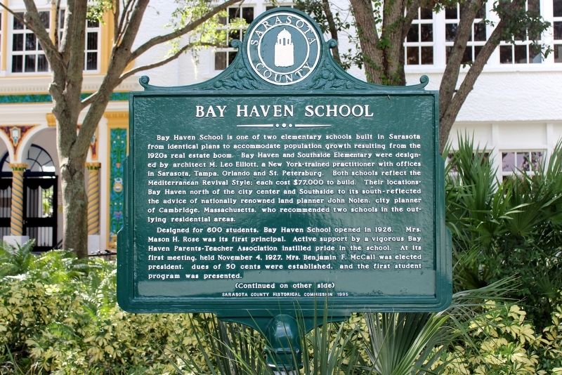 Bay Haven School Marker Side 1 image. Click for full size.