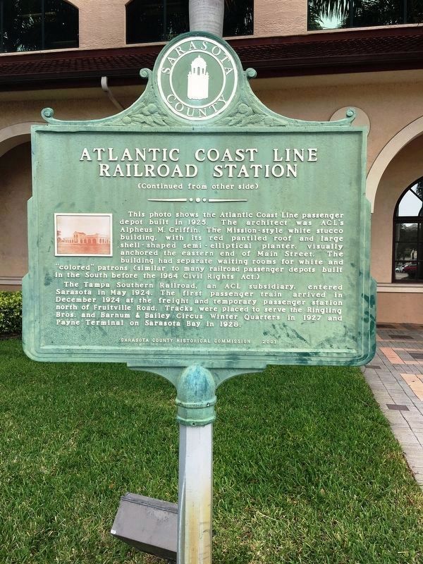 Atlantic Coast Line Railroad Station Marker (side 2) image. Click for full size.