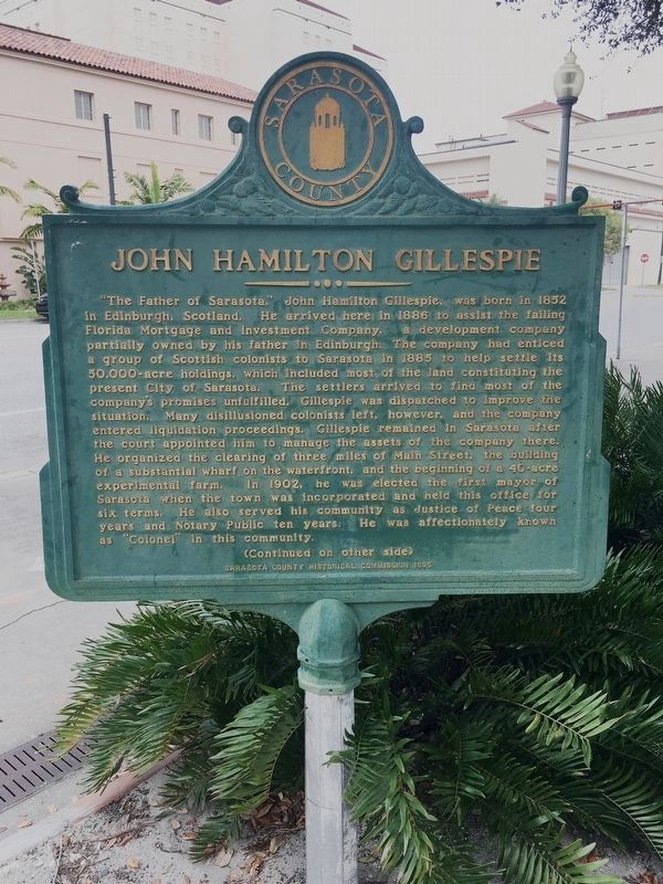 John Hamilton Gillespie Marker (side 1) image. Click for full size.