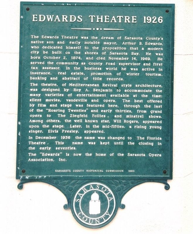 Edwards Theatre Marker image. Click for full size.
