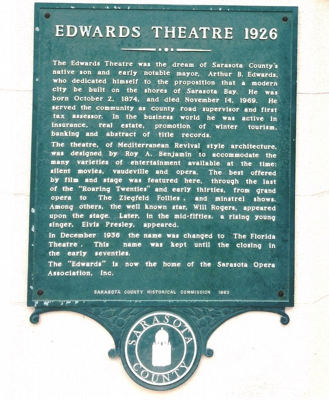 Edwards Theatre Marker image. Click for full size.