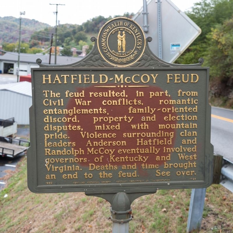 Hatfield-McCoy Feud side of marker image. Click for full size.