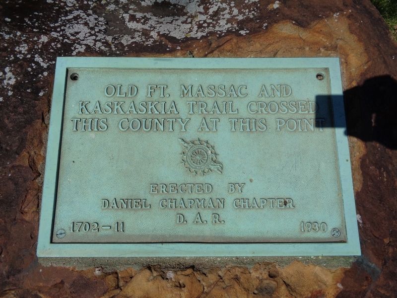 Old Ft. Massac and Kaskaskia Trail Marker. Click for full size. Old Ft. Massac and Kaskaskia Trail Marker image. Click for full size.
