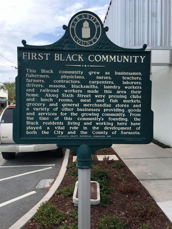 First Black Community Marker (side 1) image. Click for full size.