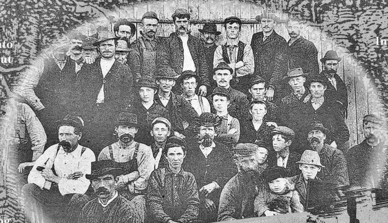 Marker detail: Employees of Rhodes & Curry Sawmill,<br>(c. 1905). Click for full size. Marker detail: Employees of Rhodes & Curry Sawmill,<br>(c. 1905) image. Click for full size.