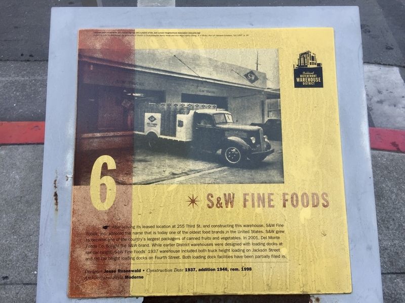 S & W Fine Foods Marker image. Click for full size.