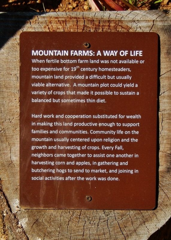 Mountain Farms: A Way of Life Marker. Click for full size. Mountain Farms: A Way of Life Marker image. Click for full size.