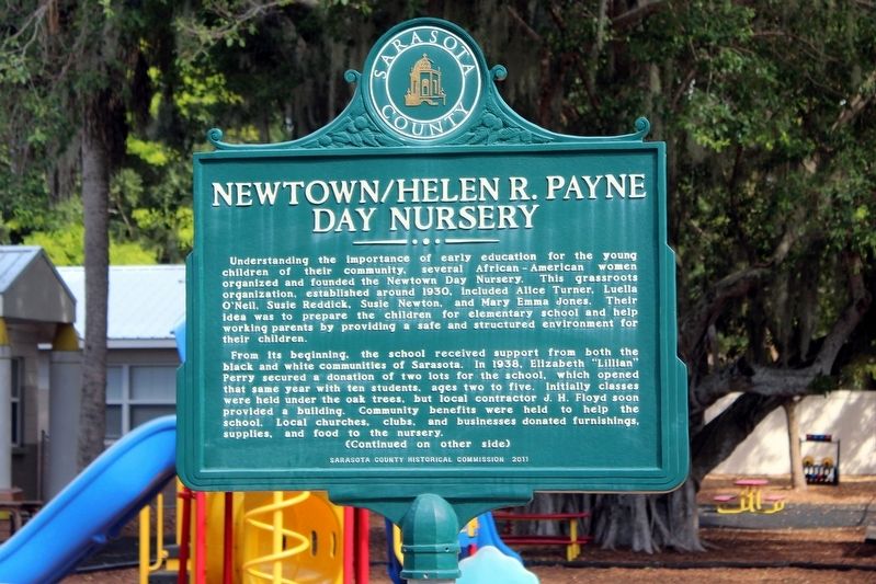 Newtown/Helen R. Payne Day Nursery Marker Side 1 image. Click for full size.