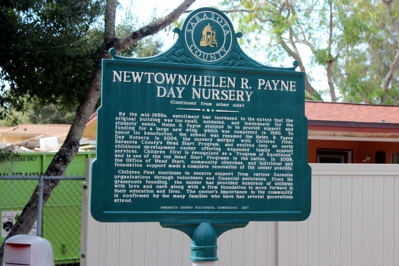 Newtown/Helen R. Payne Day Nursery Marker Side 2 image. Click for full size.