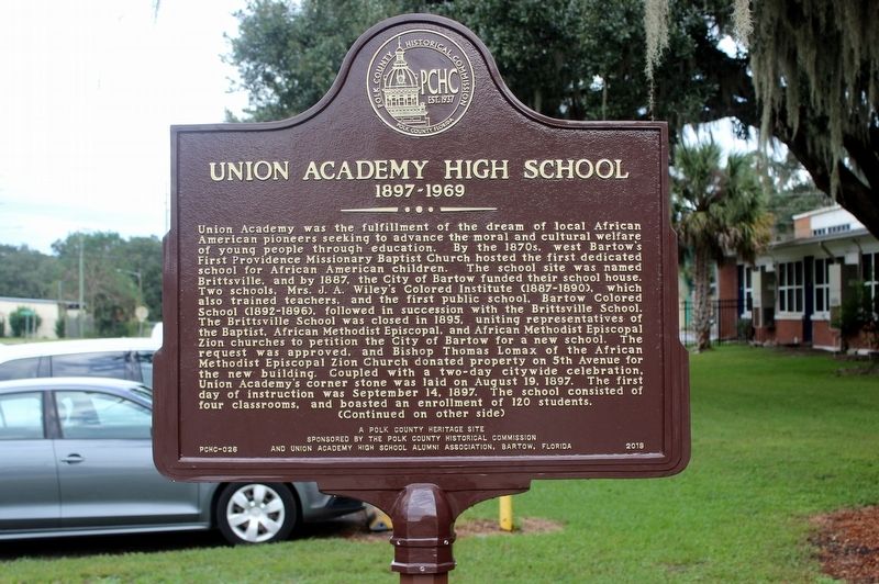 Union Academy High School Marker Side 1 image. Click for full size.