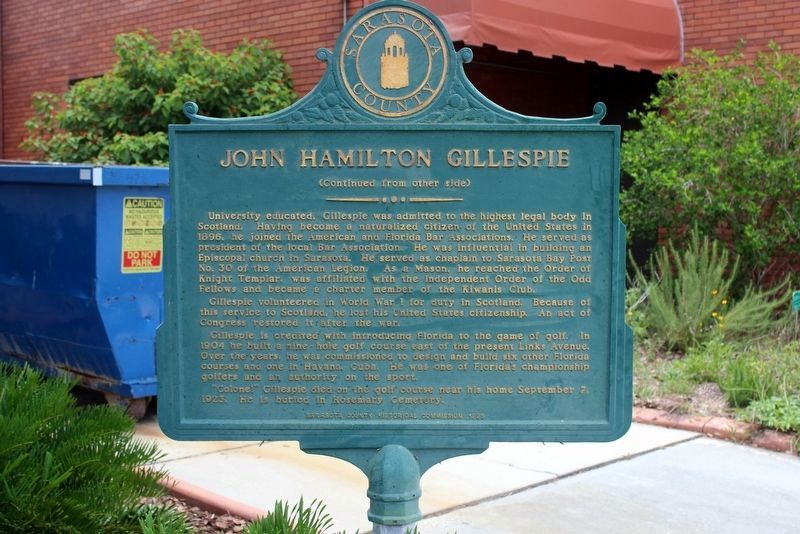 John Hamilton Gillespie Marker Side 2 image. Click for full size.