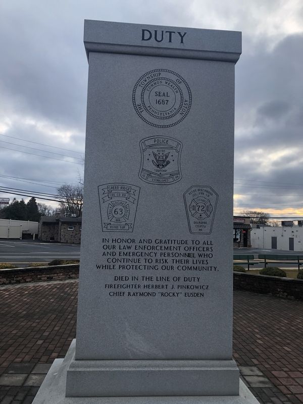 Aston Township Veterans, Law Enforcement and Emergency Personnel Memorial. Click for full size. Aston Township Veterans, Law Enforcement and Emergency Personnel Memorial image. Click for full size.