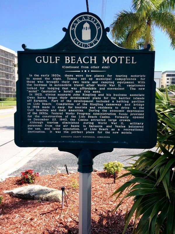 Gulf Beach Motel Marker (Side 2) image. Click for full size.