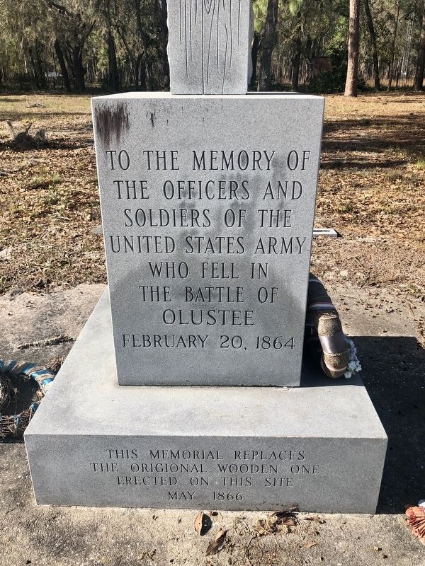 Battle of Olustee Union Memorial (front) image. Click for full size.