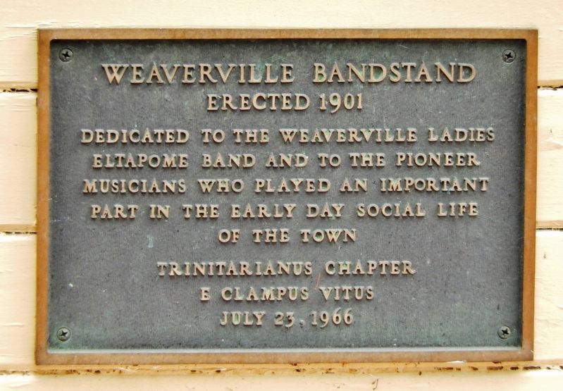 Weaverville Bandstand Marker. Click for full size. Weaverville Bandstand Marker image. Click for full size.