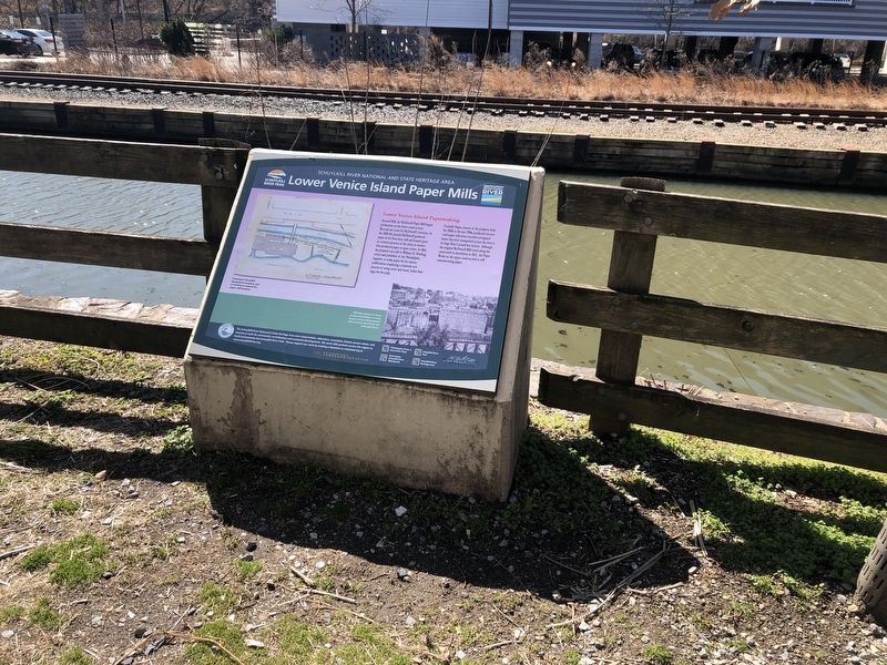 Lower Venice Island Paper Mills Marker image. Click for full size.
