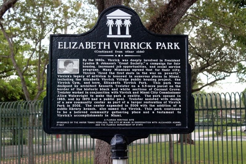 Elizabeth Virrick Park Marker Side 2 image. Click for full size.