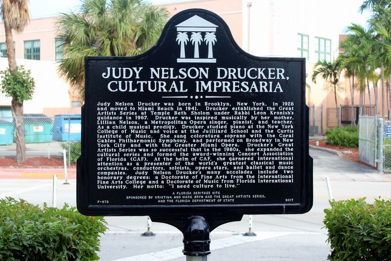 Judy Nelson Drucker, Cultural Impresaria Marker image. Click for full size.